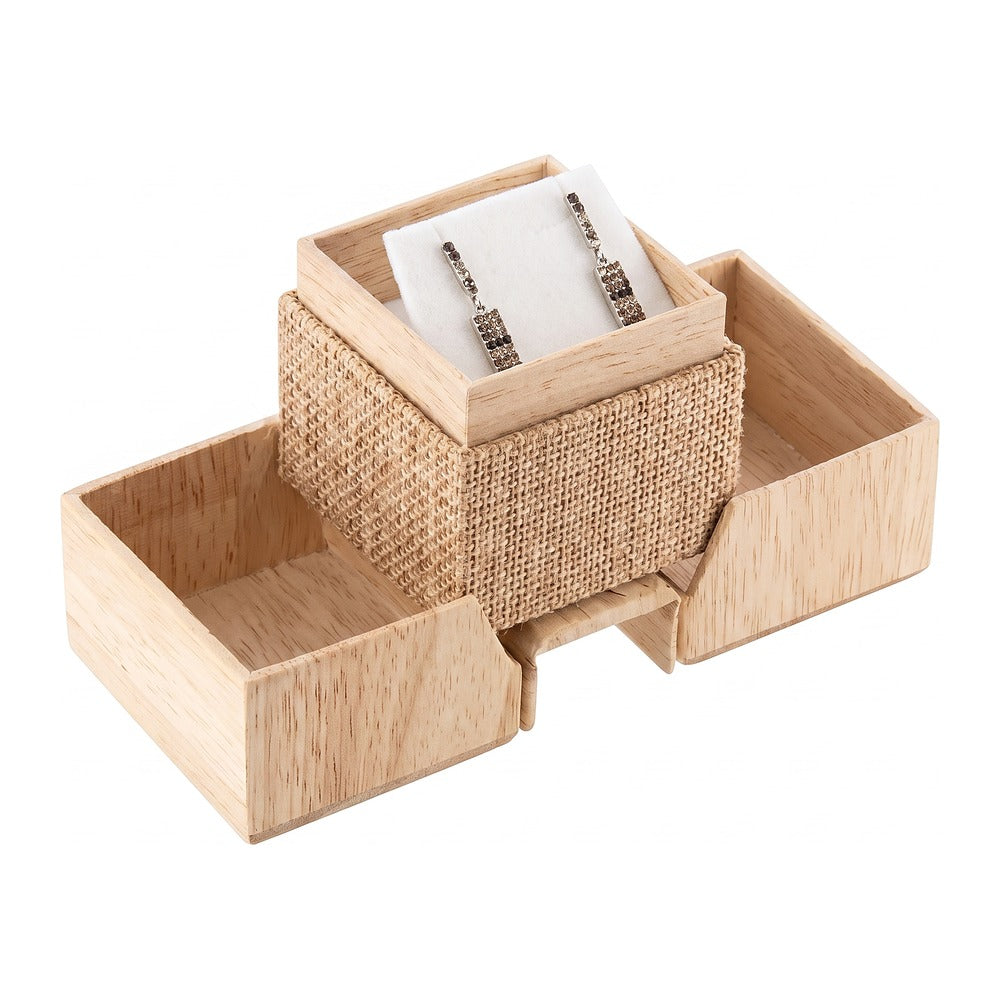 Pendant/Earring Box - Double Door - Burlap