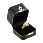 Watch Box - Antique Golden Latch Leatherette - Black