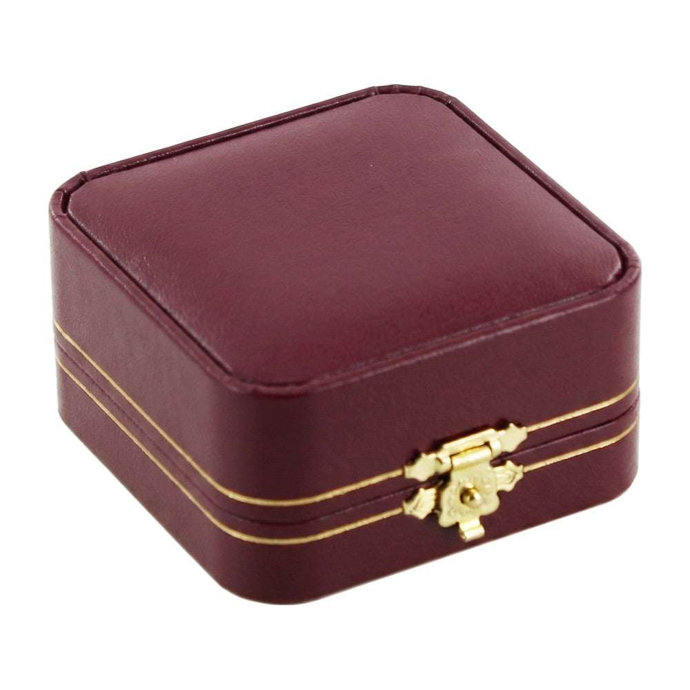 Watch Box - Antique Golden Latch Leatherette - Burgundy