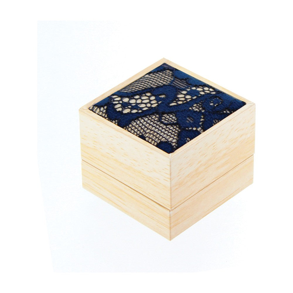 Ring Box - Padded Inset Top - Blue Lace