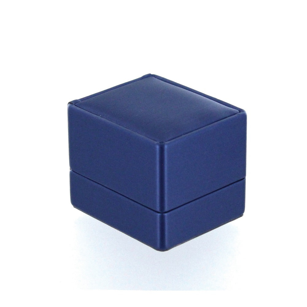 Ring Box - LED Steel Faux Leather - Blue