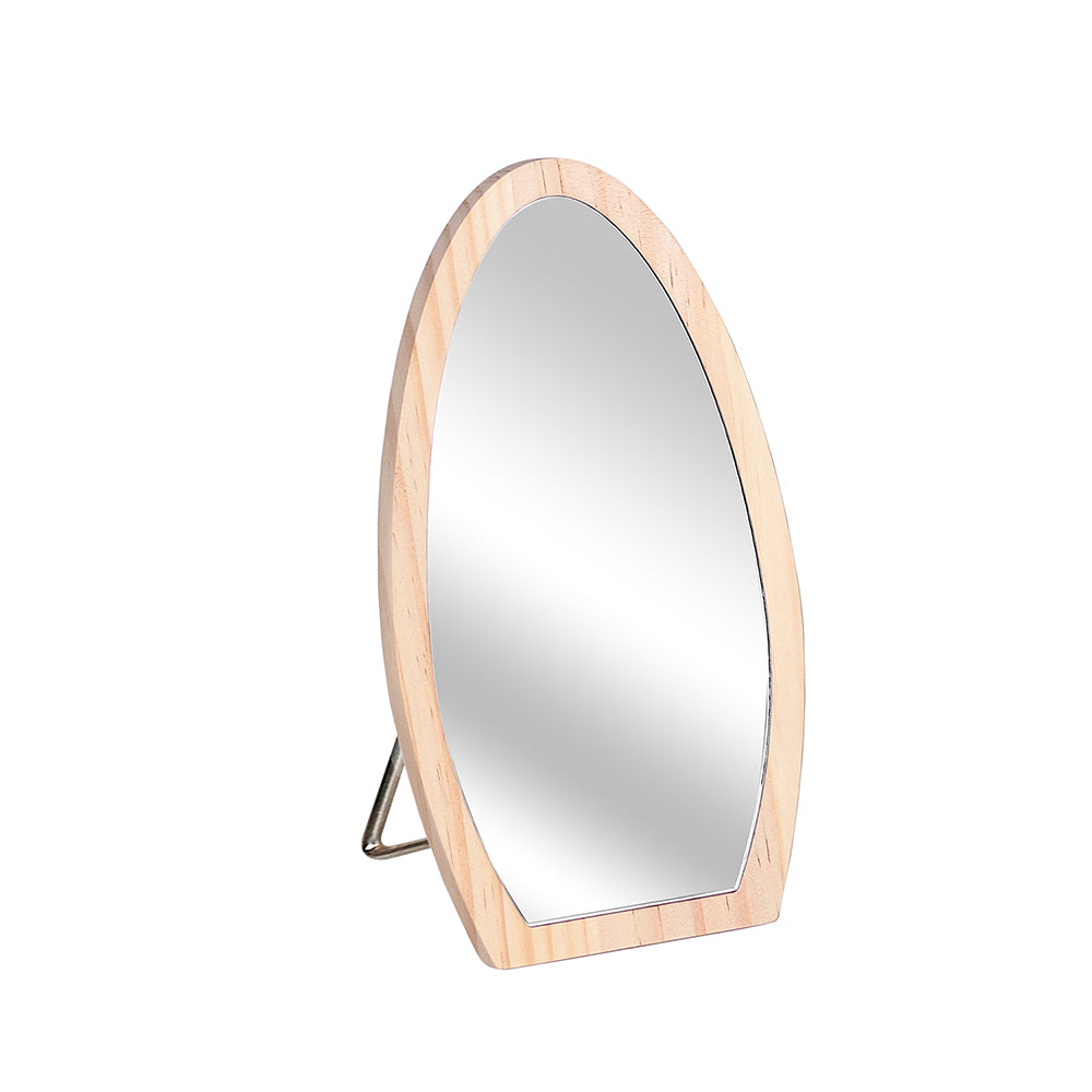 Natural Wooden Frame Mirror — 5 1/4 x 9" H — Natural Wood