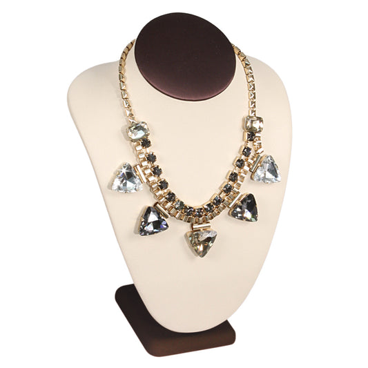 Classic Neckform — 11" H — Beige Faux Leather w/ Steel Brown Trim