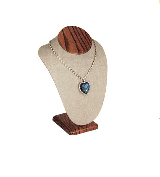 Classic Neckform — 11" H — Grey Linen w/ Wood Grain Finish