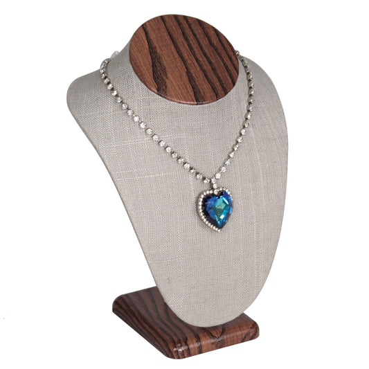 Classic Neckform — 10" H — Grey Linen w/ Wood Grain Finish