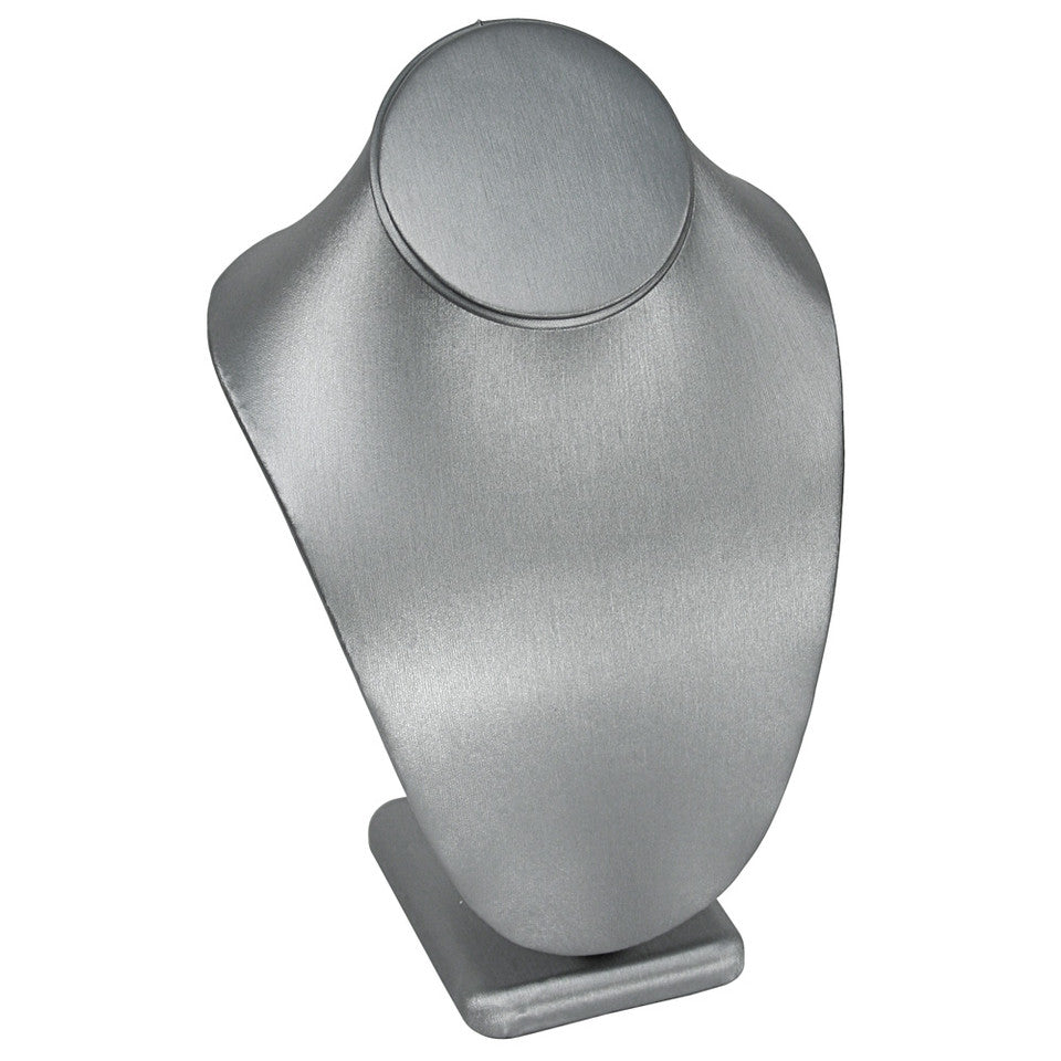 Classic Neckform — 10" H — Steel Grey Faux Leather