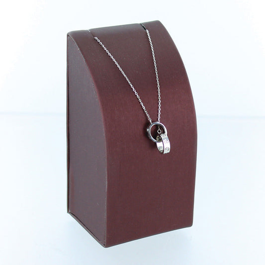 Necklace Pedestal — Wide (5¾" H) — Steel Brown Faux Leather