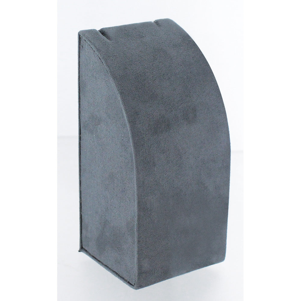 Necklace Pedestal — Tall (9¾" H) — Grey Faux Suede