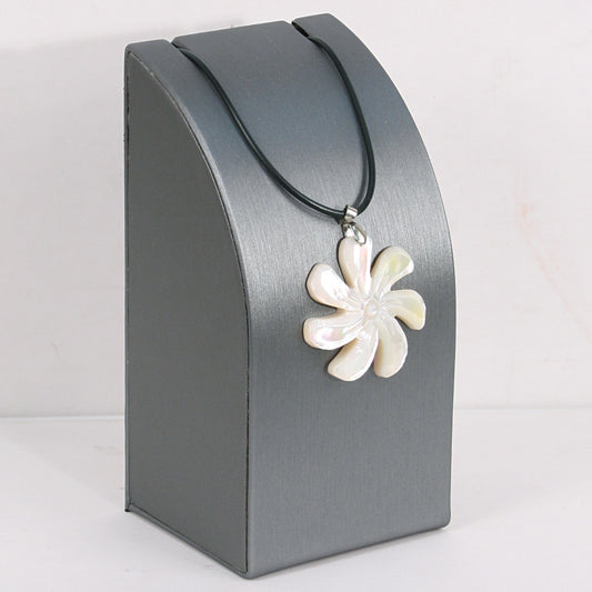 Necklace Pedestal — Small (5¾" H) — Steel Grey Faux Leather