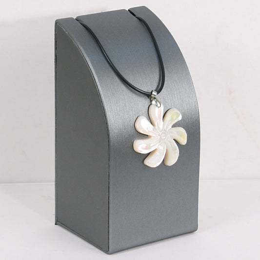 Necklace Pedestal — Wide (5¾" H) — Steel Grey Faux Leather