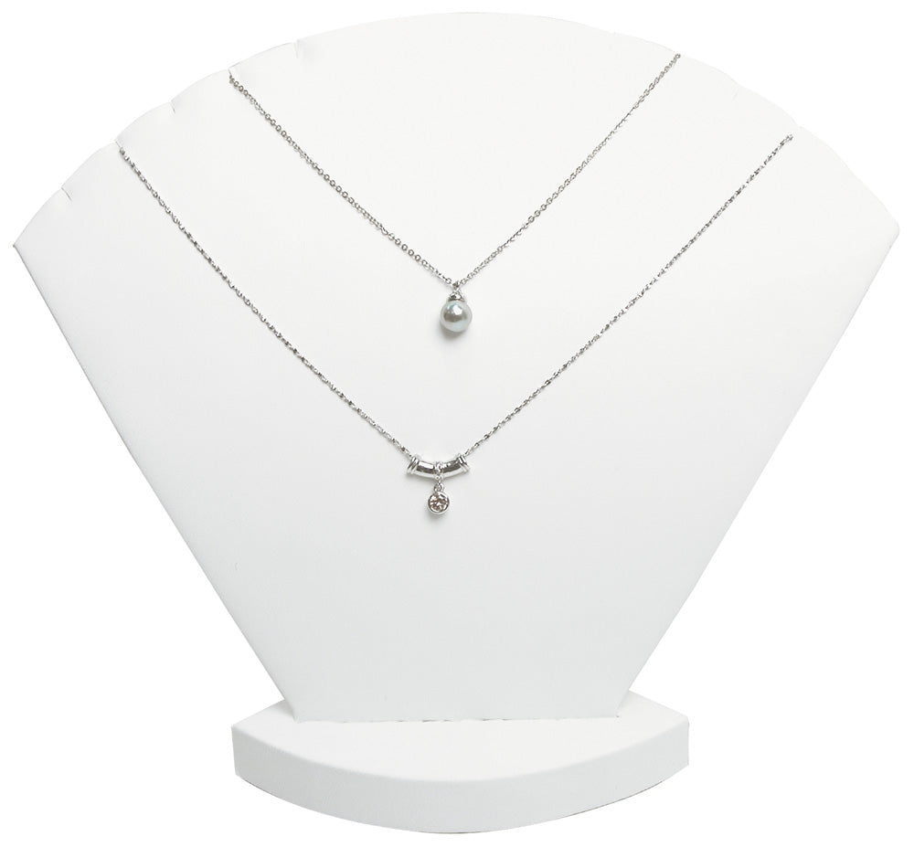 Multi-Necklace Holder — Up to 6 Necklaces — White Faux Leather