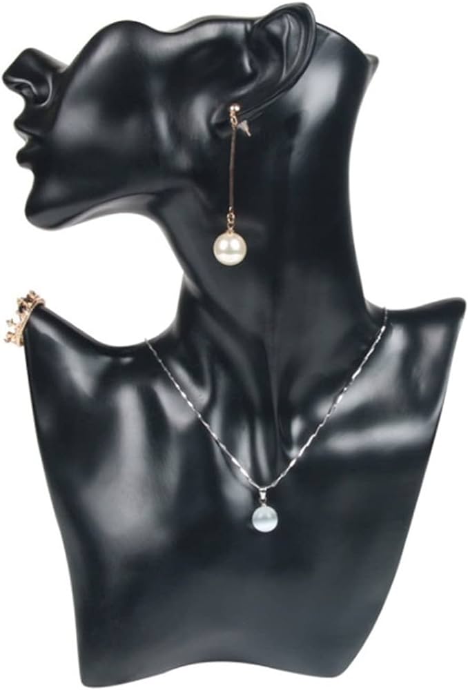 Silhouette Necklace Display — Black Plastic