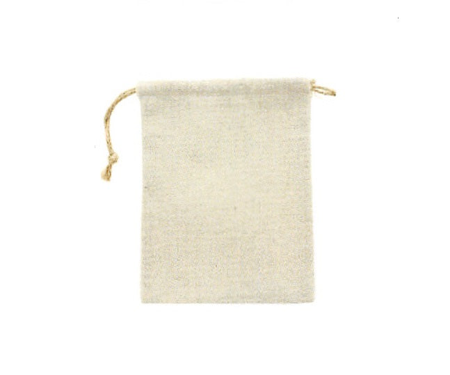 Linen Drawstring Pouch — Beige Linen — 5 x 6 in
