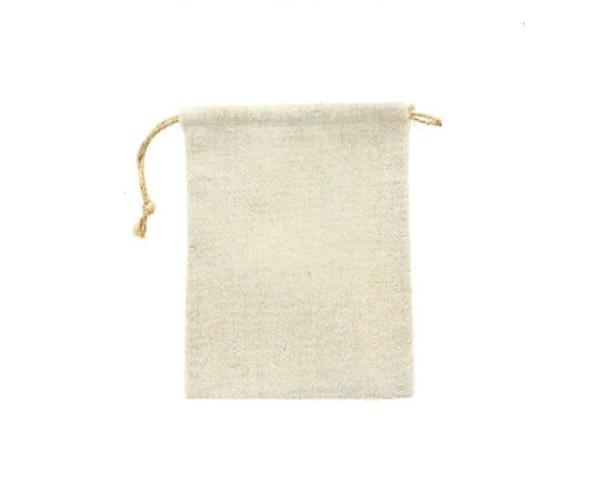 Linen Drawstring Pouch — Beige Linen — 5 x 6 in