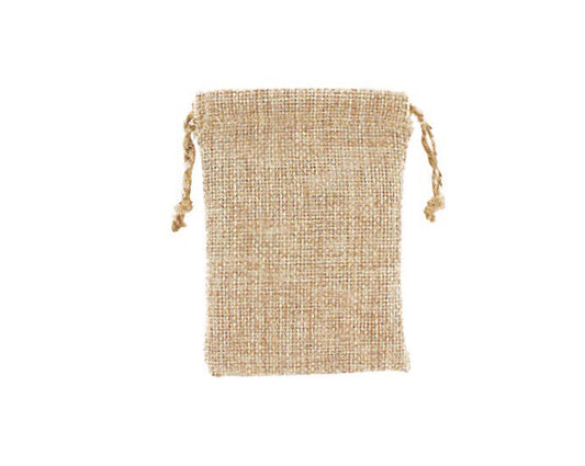 Burlap Drawstring Pouch — Natural Burlap — 2.75 x 3 in