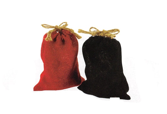 Burlap Drawstring Pouch — Red Burlap — 3 x 4 in