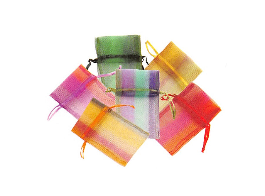 Bag & Pouch - Drawstring  - Sheer Colors -   Assorted - 12 pcs. Pack