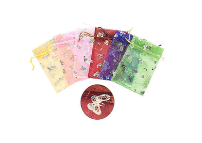 Bag & Pouch - Drawstring  - Sheer Colors -   Assorted - 12 pcs. Pack