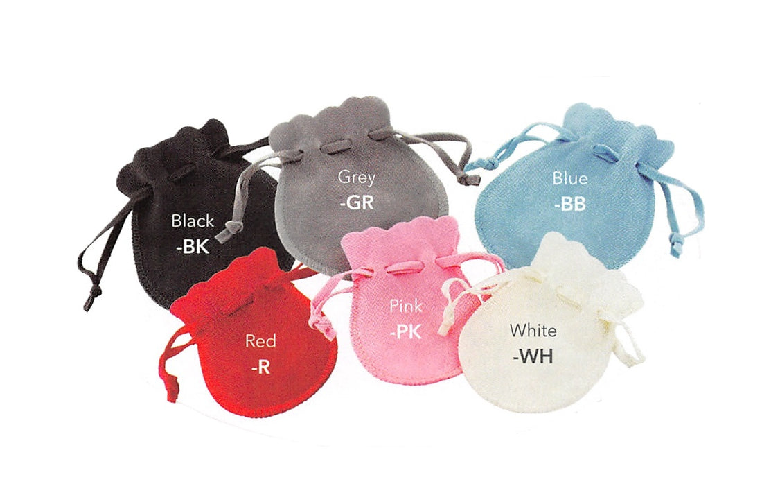 Scallop Top Pouch — White Vegan Suede Scallop Top — 3.5 x 4.5 in