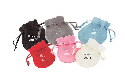Scallop Top Pouch — White Vegan Suede Scallop Top — 2.5 x 3.5 in