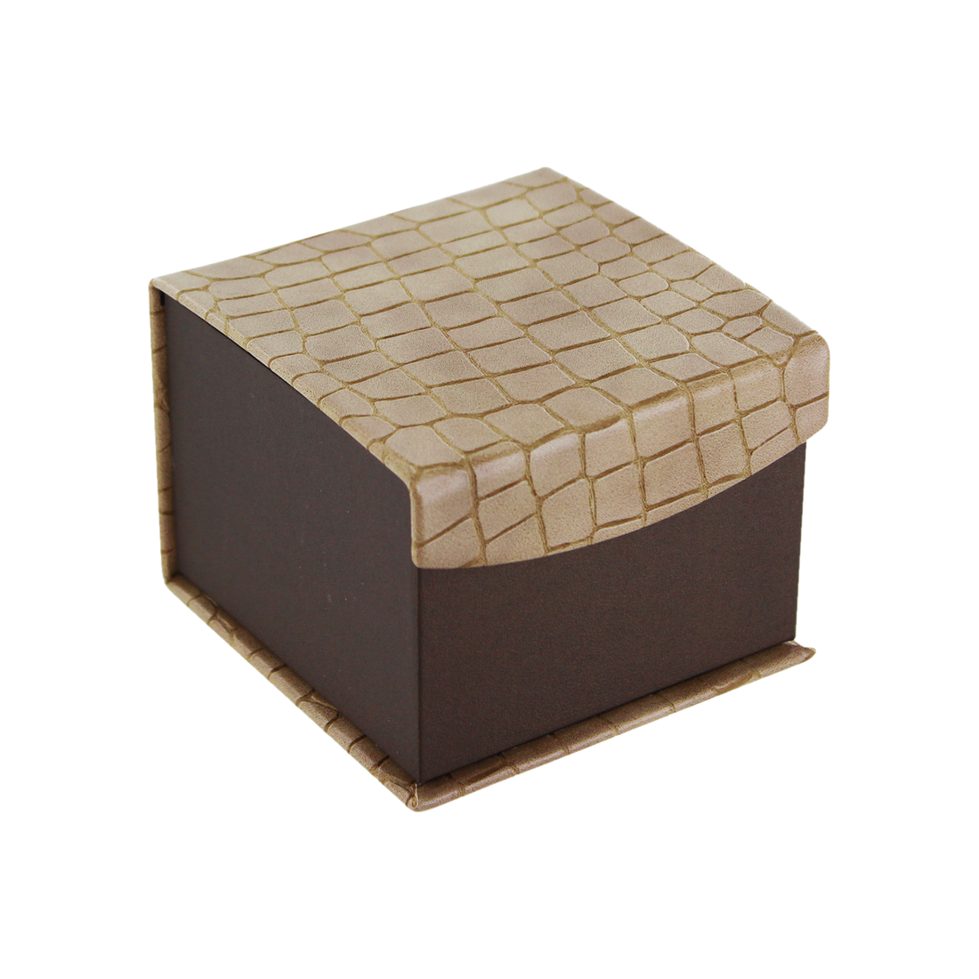 Watch Box - Mock Croc Fancy Magnetic Flap - Brown