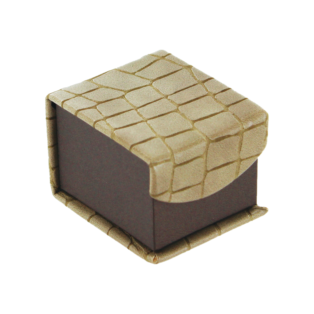 Ring Box - Mock Croc Fancy Magnetic Flap - Brown