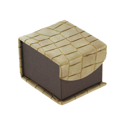 Ring Box - Mock Croc Fancy Magnetic Flap - Brown