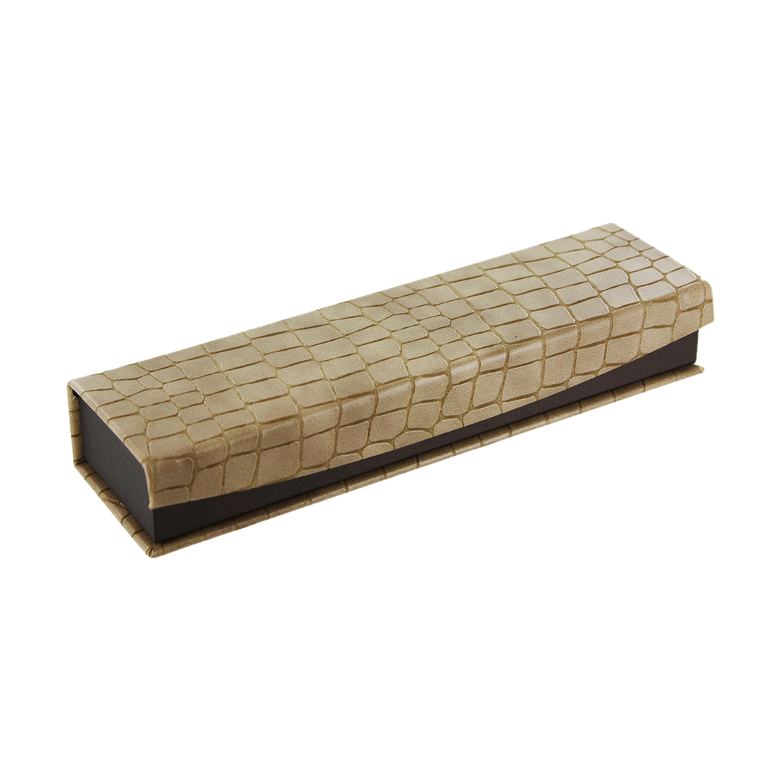 Bracelet Box - Mock Croc Fancy Magnetic Flap - Brown