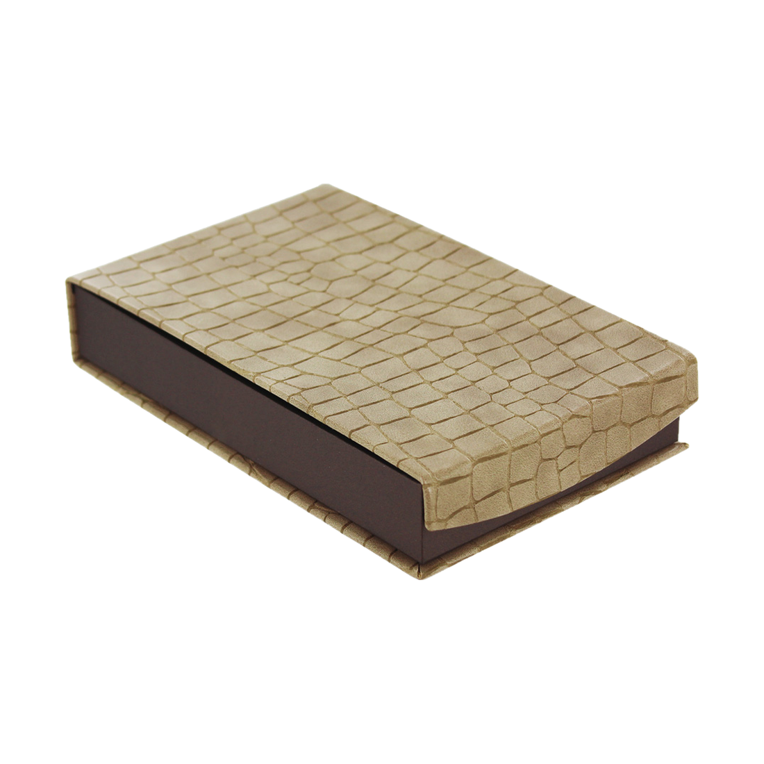 Necklace Box - Mock Croc Fancy Magnetic Flap - Brown