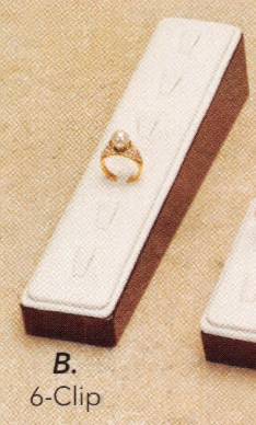 VERTICAL RING (6-CLIP) — Wht Faux Leather With Gl — rosewood trim