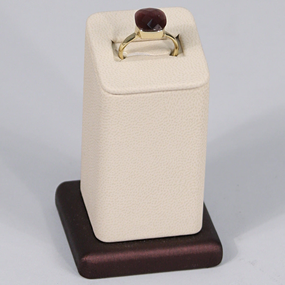 ring column tall-beige lther w/ brwn trim (SET141) — 3 3/8