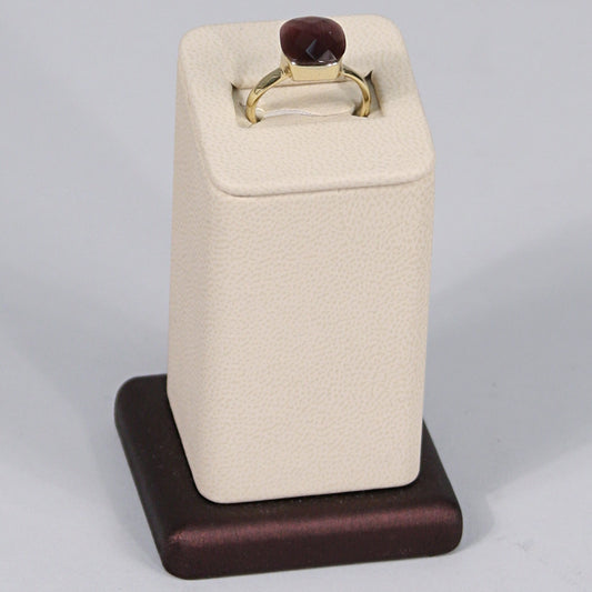 ring column tall-beige lther w/ brwn trim (SET141) — 3 3/8