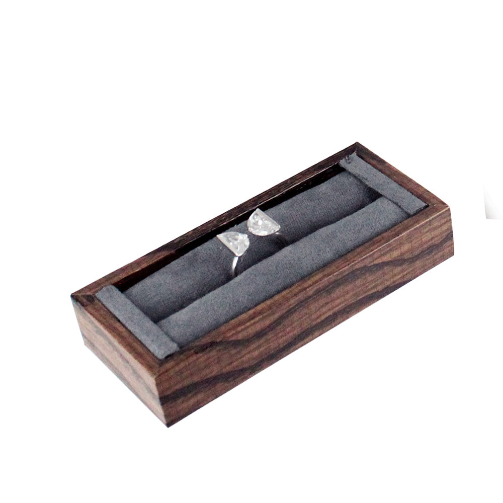 ring/bangle stand SM 3/4"H-wood grain w/gry suede — 4 1/8 x 1 7/8 x 3/4 h
