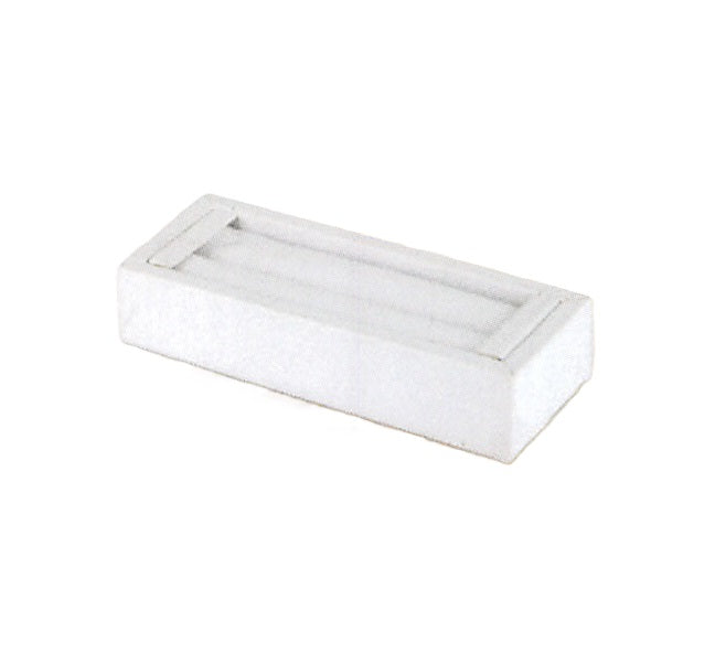 ring/bangle stand LG 3/4"H — 7 5/8 x 1 7/8 x 3/4 h — white leather