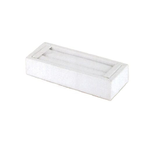 ring/bangle stand LG 3/4"H — 7 5/8 x 1 7/8 x 3/4 h — white leather
