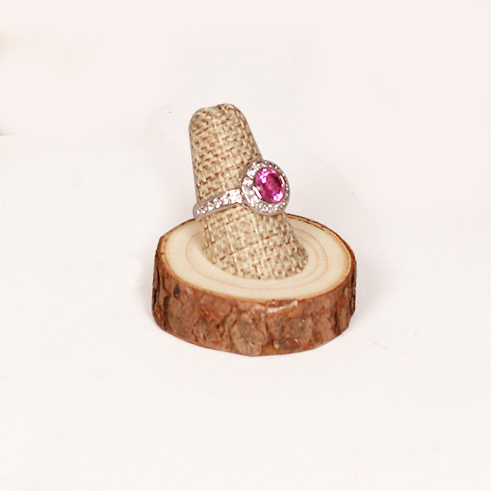 Natural wood round base ring stand — 1 finger