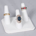 3 finger ring display — Wht Faux — white leather