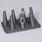 3 finger ring display — Stl Gry Faux Leather — steel grey