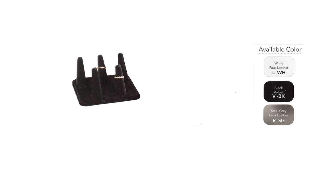 5 finger ring display — Stl Gry Faux Leather — steel grey