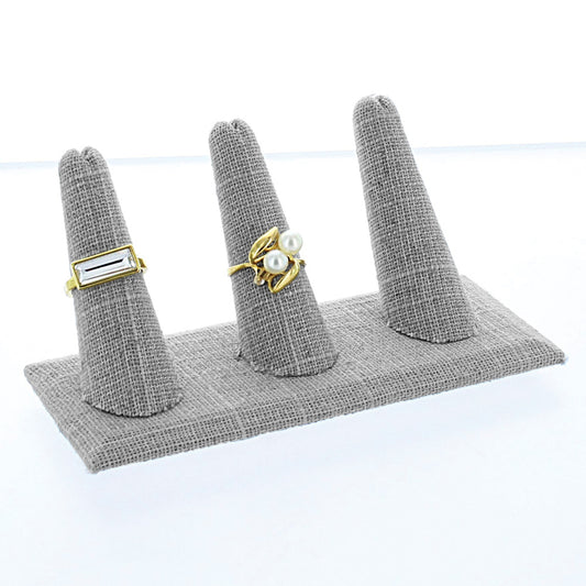 3-Finger ring stand;rectangle base — 3 Fingers — grey linen
