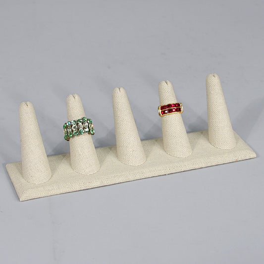 5-Finger ring stand;rectangle base- linen beige — 5 Fingers