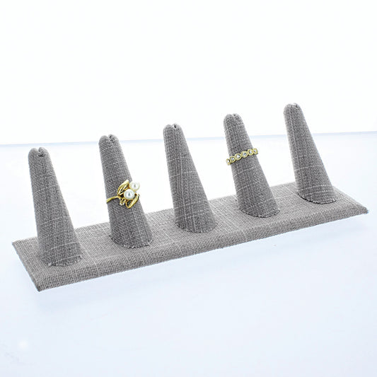 5-Finger ring stand;rectangle base — 5 Fingers — grey linen