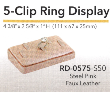 5-Clip Ring Display — Steel Pink Faux Leather