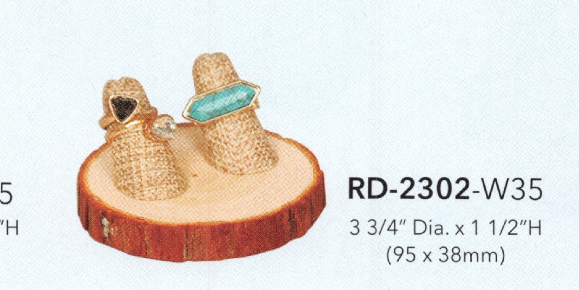 Natural Wood Base Ring Display
