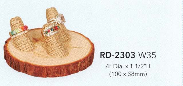 Natural Wood Base Ring Display