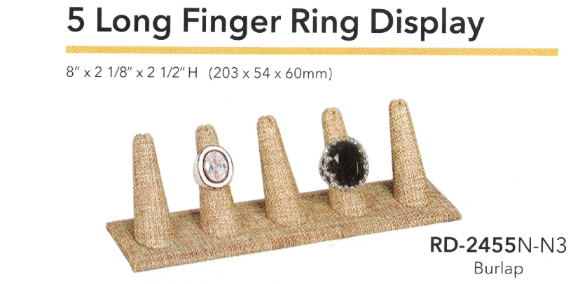 5-Finger ring stand;rectangle base- burlap — 5 Fingers