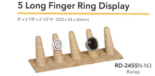 5-Finger ring stand;rectangle base- burlap — 5 Fingers
