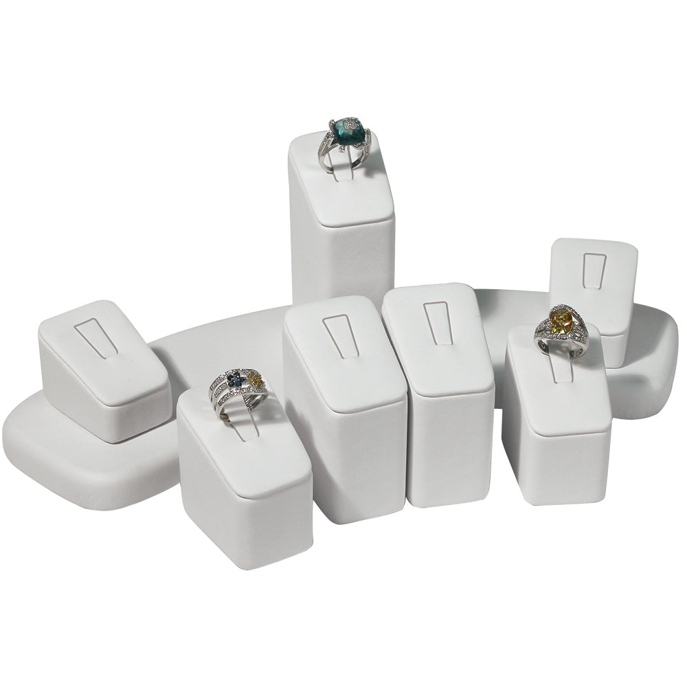 8-Pc. Ring Columns Set — White Faux Leather