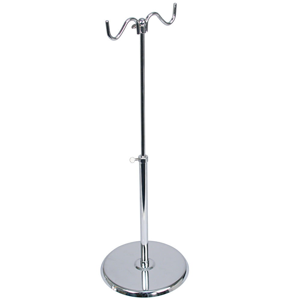 Adjustable Chrome Rack — 2-Hook — 7 1/2" Dia. x 24~30" H — Chrome