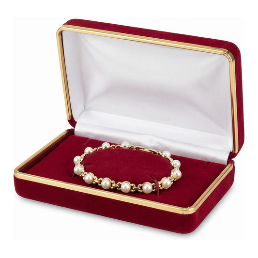 Bracelet/Watch Box - Classic Velvet Goldtone Trim - Red